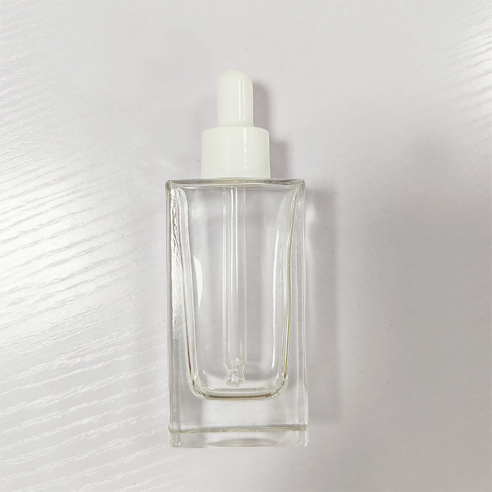 Square Pink Frosted Oil Glass Luxury Face Serum Dropper Pump Bottle 30ml with Box