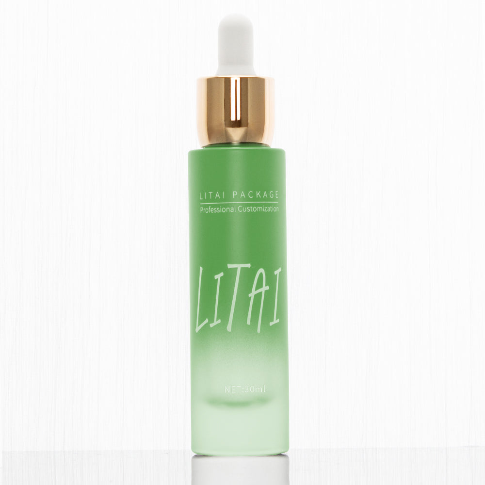 Custom Glass Dropper Bottle 30ml Face Cream Lotion Pump Serum Bottle with Golden Caps