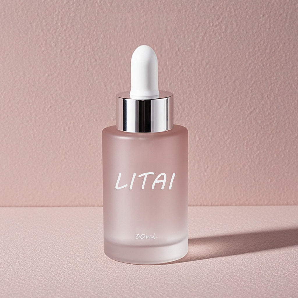 Custom Color Flat Shoulder Serum Essence Oil Dropper Bottle 20ml 30ml 50ml Glass Serum Bottle With Box