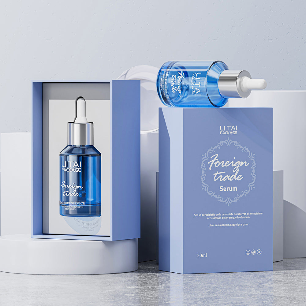 30ml 60ml 100ml Slanted Shoulder Customizable Serum Essential Oil Bottle Cosmetic Glass Dropper Bottle With Box Packaging