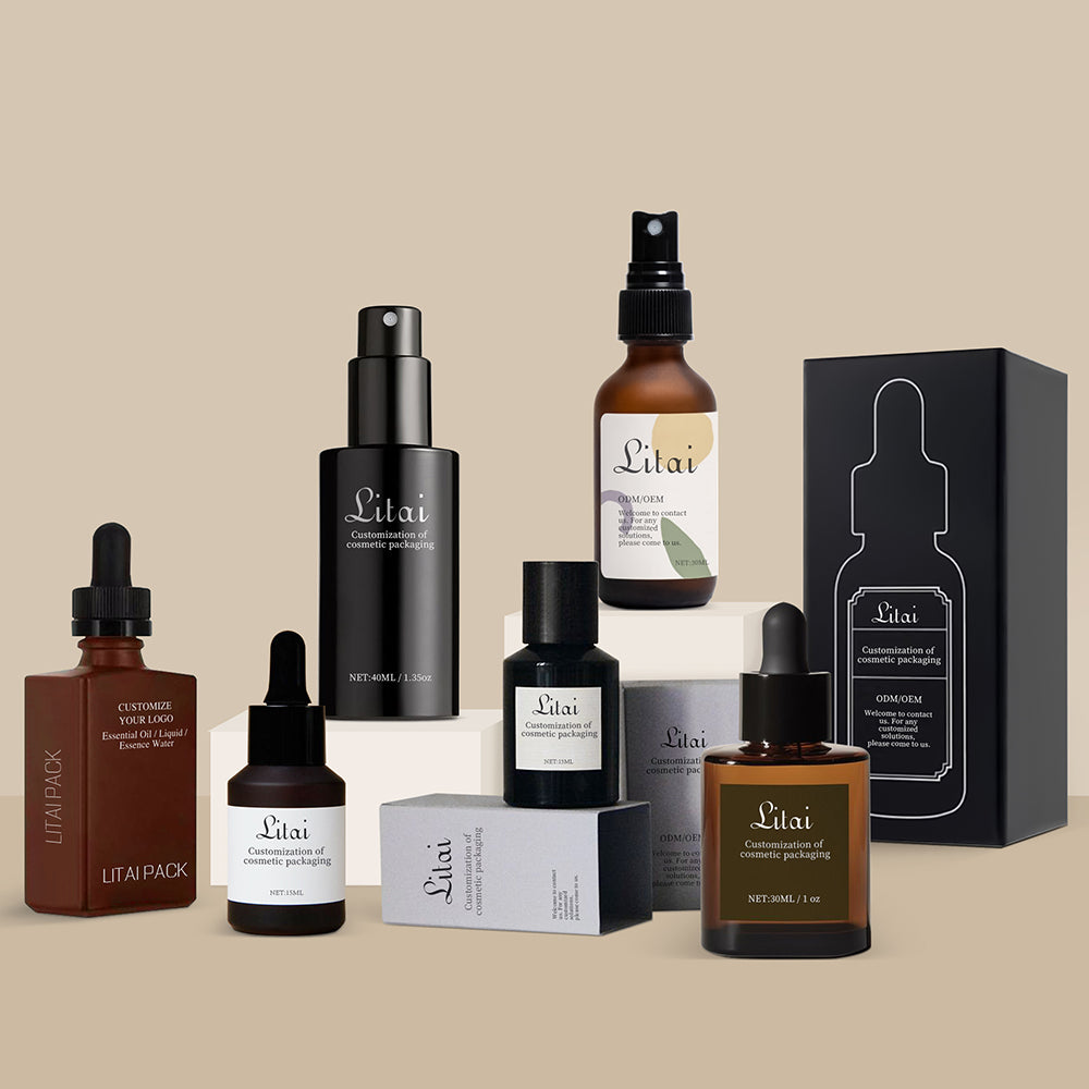 Custom 1 oz Hair Eye Essential Essence Packaging Skincare Serum Bottle 30ml Frosted Dropper Bottle with Box