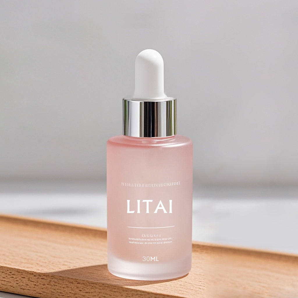 Custom Color Flat Shoulder Serum Essence Oil Dropper Bottle 20ml 30ml 50ml Glass Serum Bottle With Box