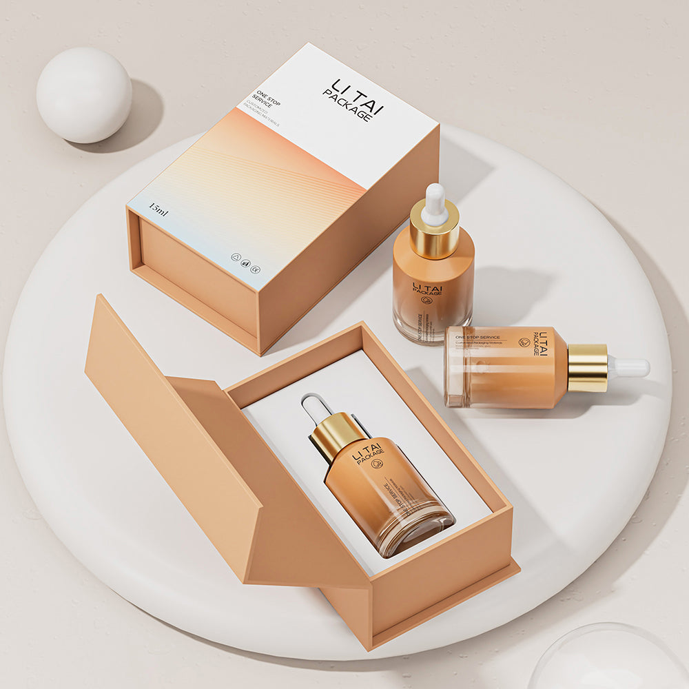 30ml 60ml 100ml Slanted Shoulder Customizable Serum Essential Oil Bottle Cosmetic Glass Dropper Bottle With Box Packaging