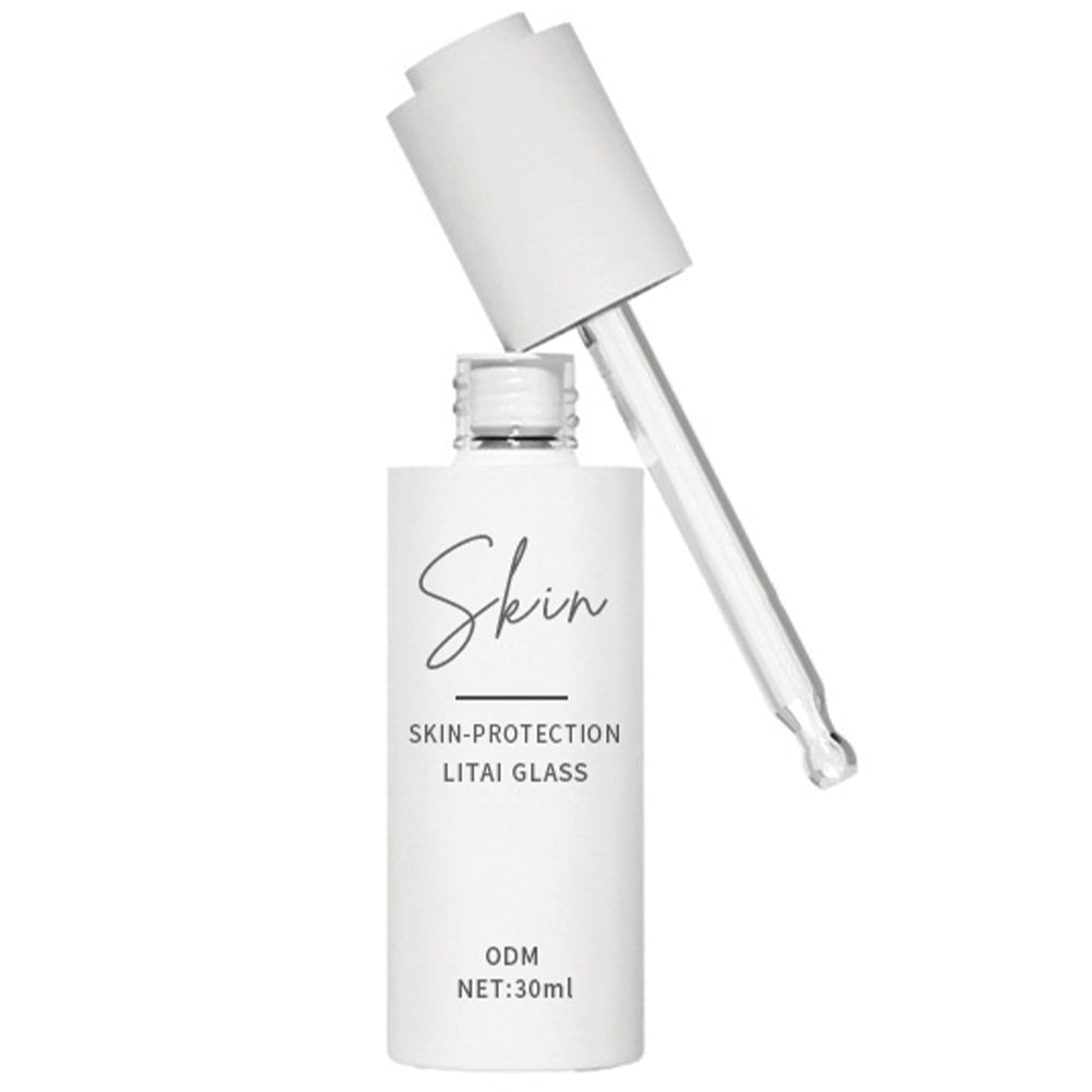 30ml 1oz Press Button Flat Shoulder Glass Dropper Bottle Empty Frosted Cosmetic Face Serum Bottle With Box