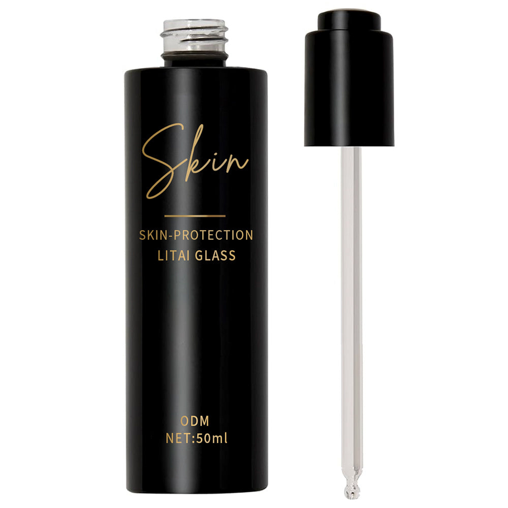 30ml 1oz Press Button Flat Shoulder Glass Dropper Bottle Empty Frosted Cosmetic Face Serum Bottle With Box
