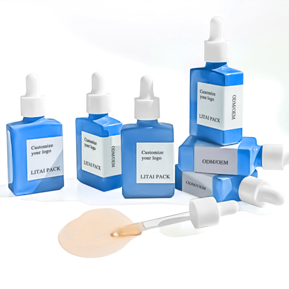 Square Clear Glass Pipette Flat Serum Bottles 30ml 50ml 100ml Essential Oil Rectangle Glass Dropper Bottle