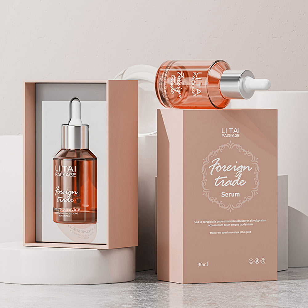 30ml 60ml 100ml Slanted Shoulder Customizable Serum Essential Oil Bottle Cosmetic Glass Dropper Bottle With Box Packaging