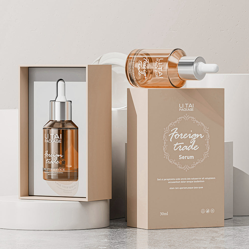 30ml 60ml 100ml Slanted Shoulder Customizable Serum Essential Oil Bottle Cosmetic Glass Dropper Bottle With Box Packaging