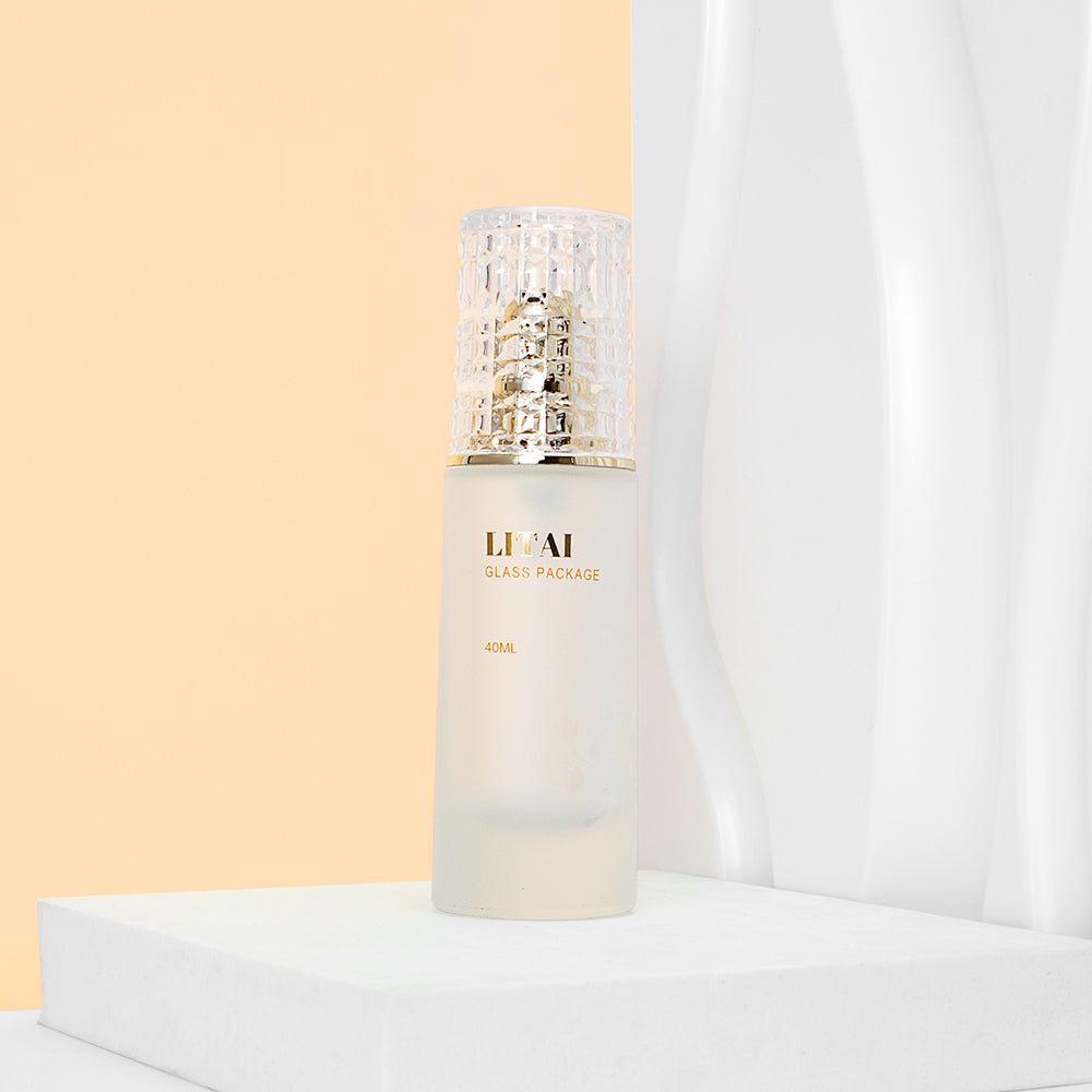 40ml 100ml Luxury frosted glass bottles facial cream jar lotion pump empty bottles