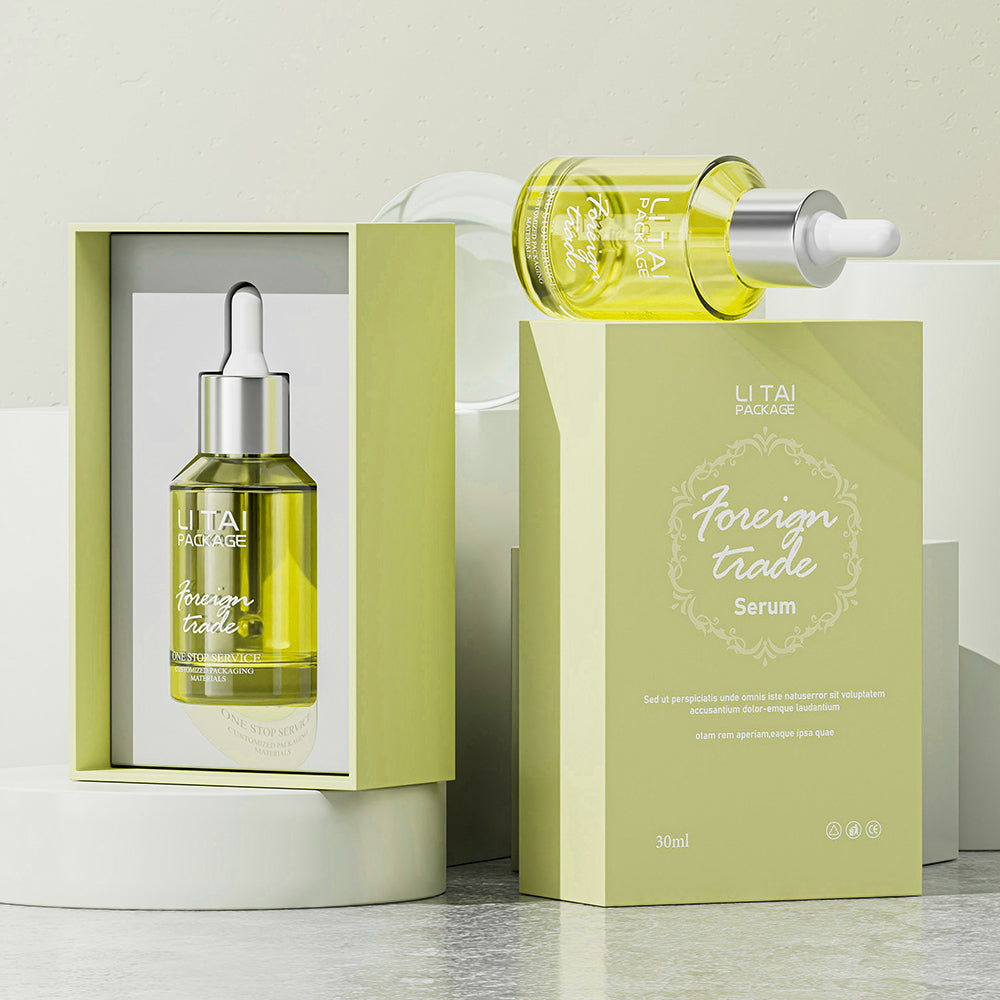 30ml 60ml 100ml Slanted Shoulder Customizable Serum Essential Oil Bottle Cosmetic Glass Dropper Bottle With Box Packaging