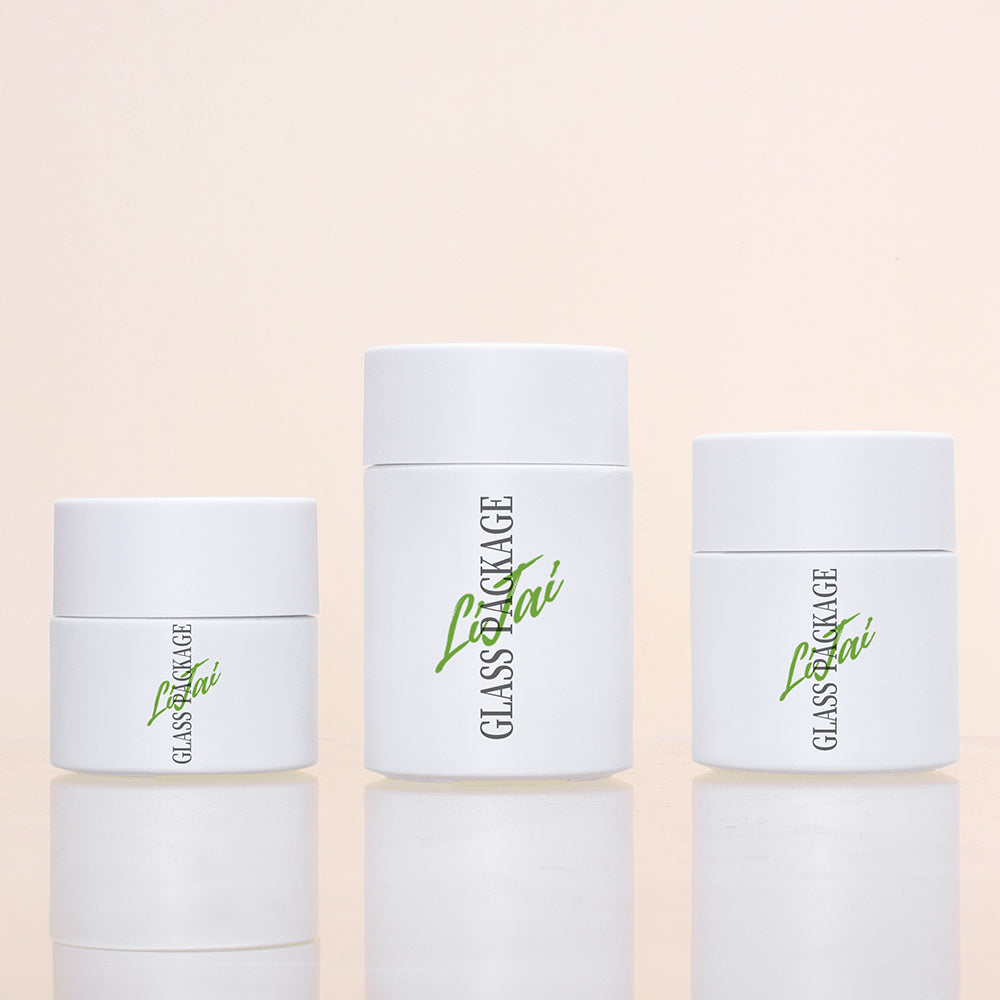 Luxury Matte White Frosted Wine Red Skincare Packaging Flat Shoulder Glass Jar Serum Bottle Set