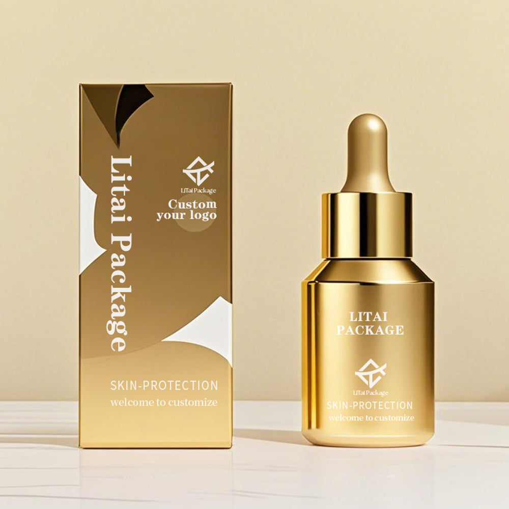 Skin Care Packaging Serum Bottle 1oz 30ml Clear Frosted Empty Slanted Shoulder Hair Essential Oil Glass Dropper Bottle with Box