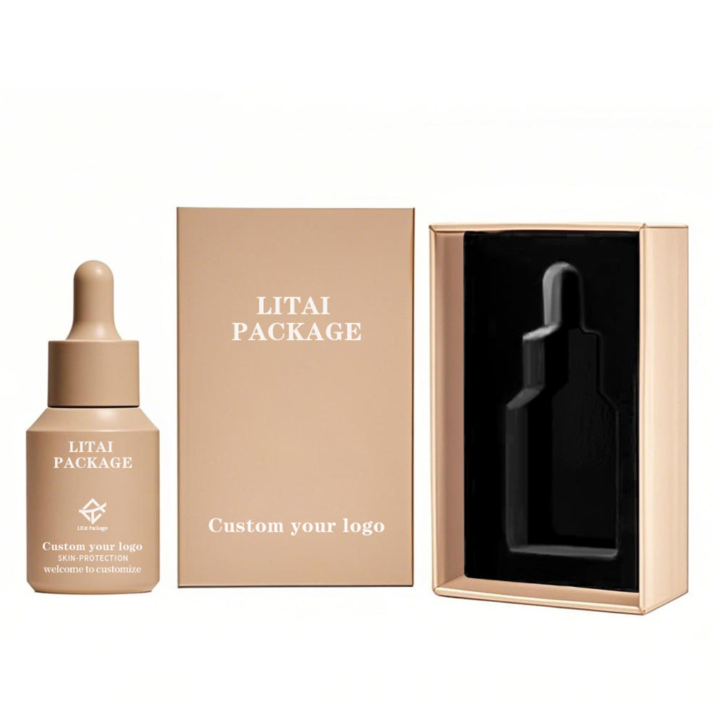 Skin Care Packaging Serum Bottle 1oz 30ml Clear Frosted Empty Slanted Shoulder Hair Essential Oil Glass Dropper Bottle with Box