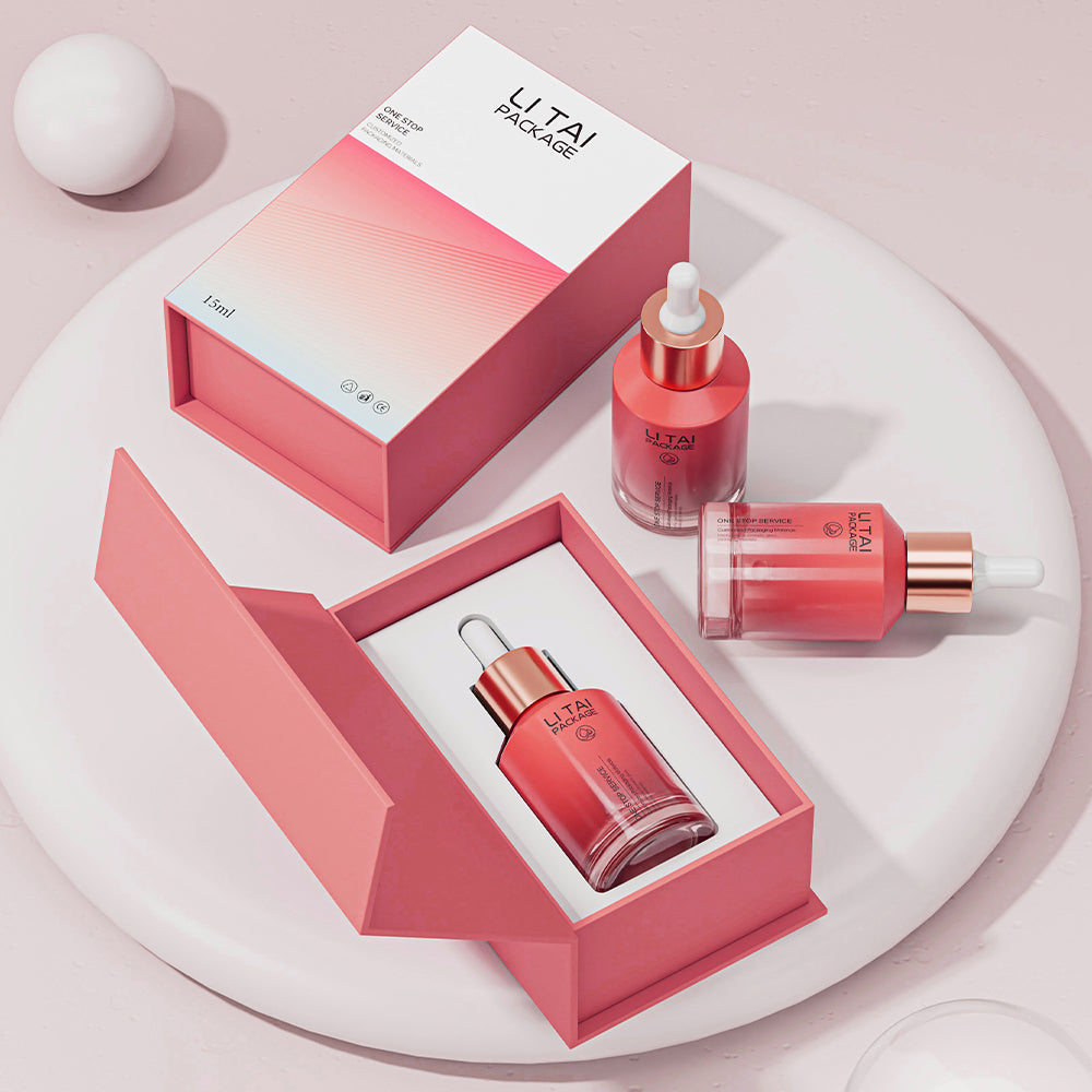 30ml 60ml 100ml Slanted Shoulder Customizable Serum Essential Oil Bottle Cosmetic Glass Dropper Bottle With Box Packaging