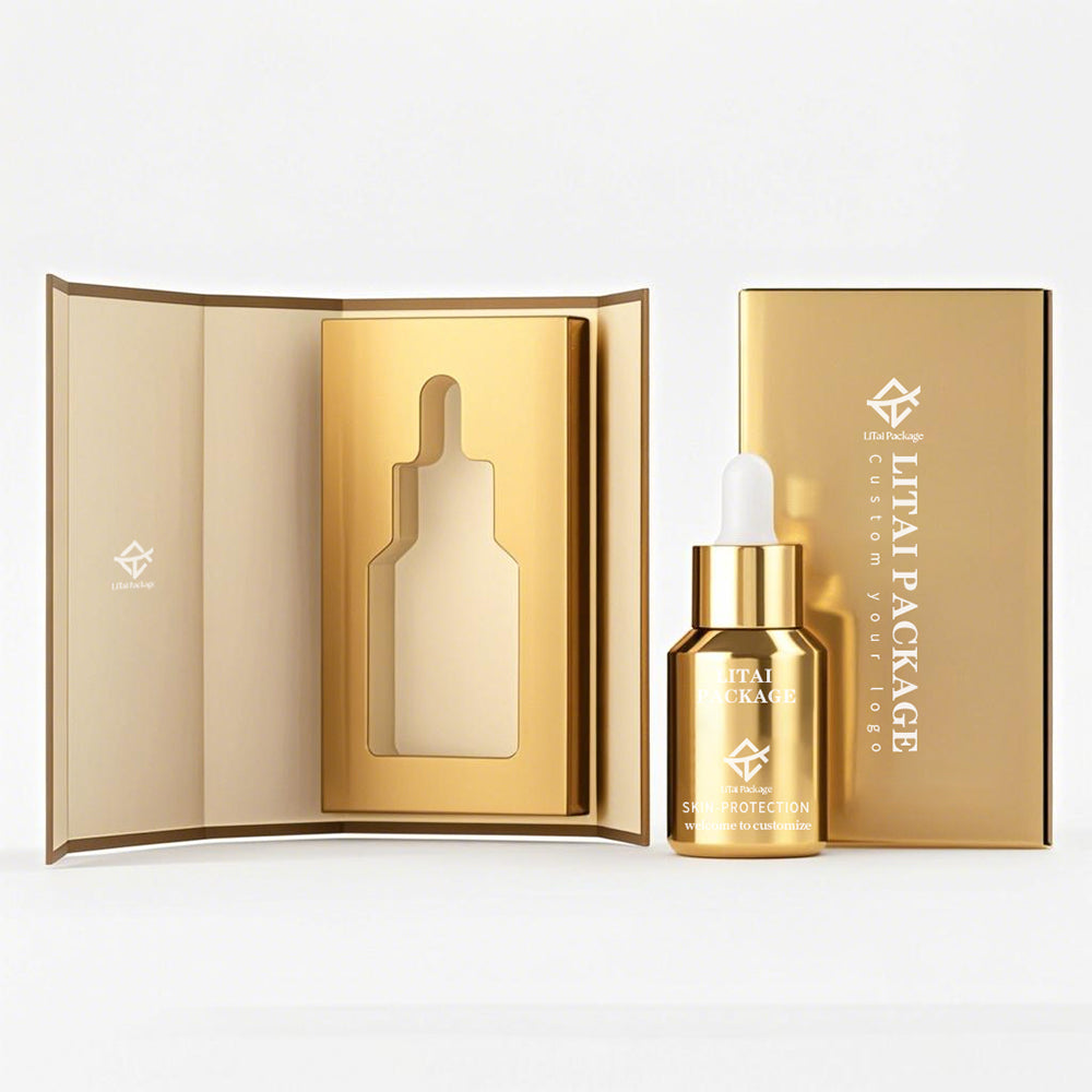 Skin Care Packaging Serum Bottle 1oz 30ml Clear Frosted Empty Slanted Shoulder Hair Essential Oil Glass Dropper Bottle with Box