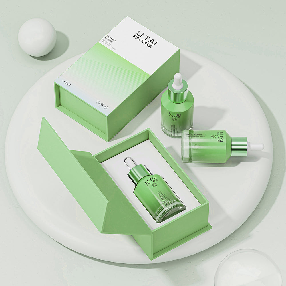 30ml 60ml 100ml Slanted Shoulder Customizable Serum Essential Oil Bottle Cosmetic Glass Dropper Bottle With Box Packaging