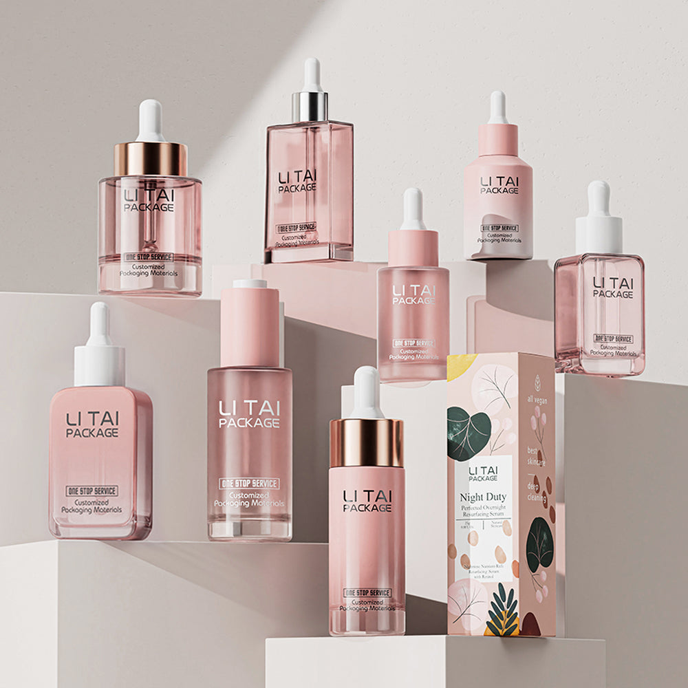 Custom 1 oz Hair Eye Essential Essence Packaging Skincare Serum Bottle 30ml Frosted Dropper Bottle with Box