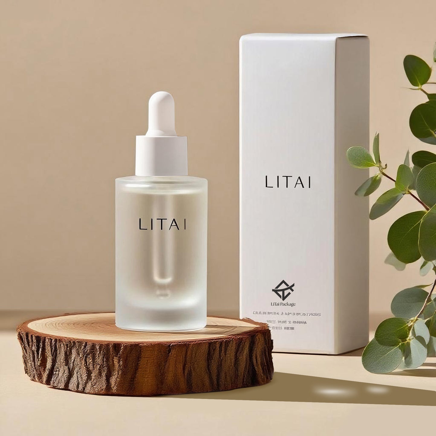 30ml 50ml Transparent Frosted Glass Dropper Bottle for Facial Serum Essential Oil Skincare with White Cap Cosmetic Packaging