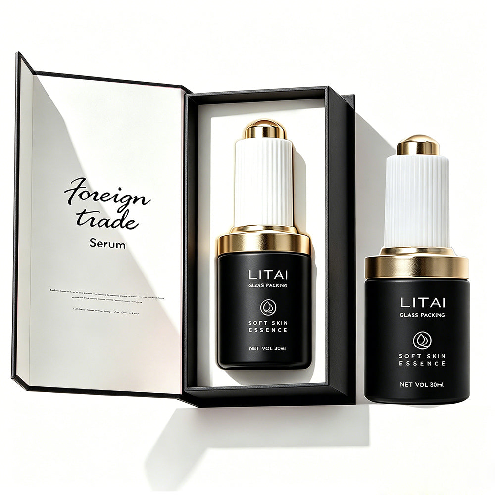 30ml 60ml 100ml 120ml Empty Cream Pump Dropper Serum Oil Bottle Matte Black Glass Bottle Pump Lotion Skincare Packaging Sets