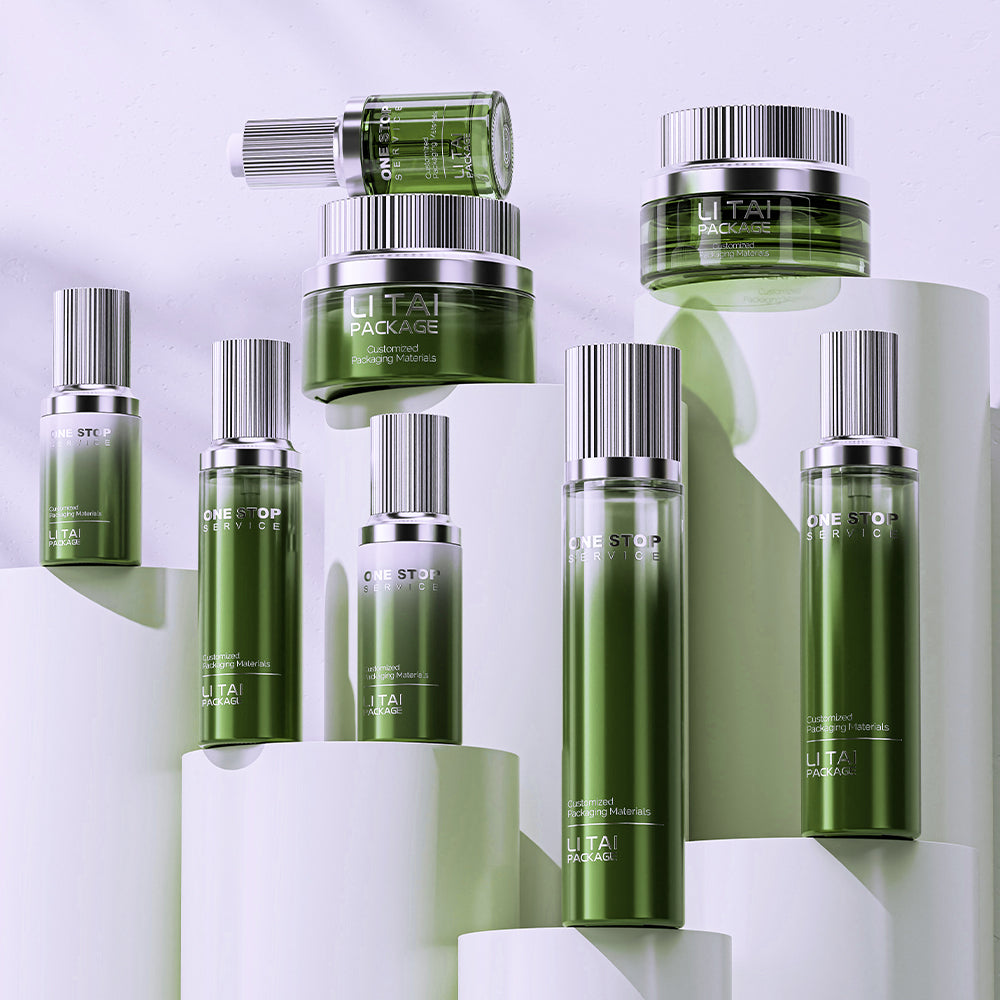 Empty Round 30ml 60ml 100ml Cream Cosmetic Glass Jar Serum Toner Lotion Pump Glass Bottle Sets with box