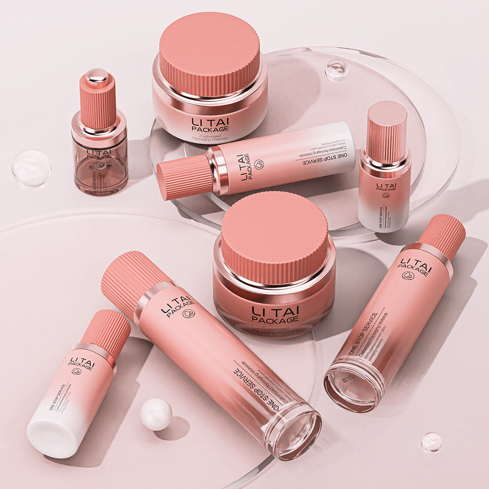 Luxury Golden Green Glass Skincare Packaging Glass Lotion Bottle With Droppe Pump