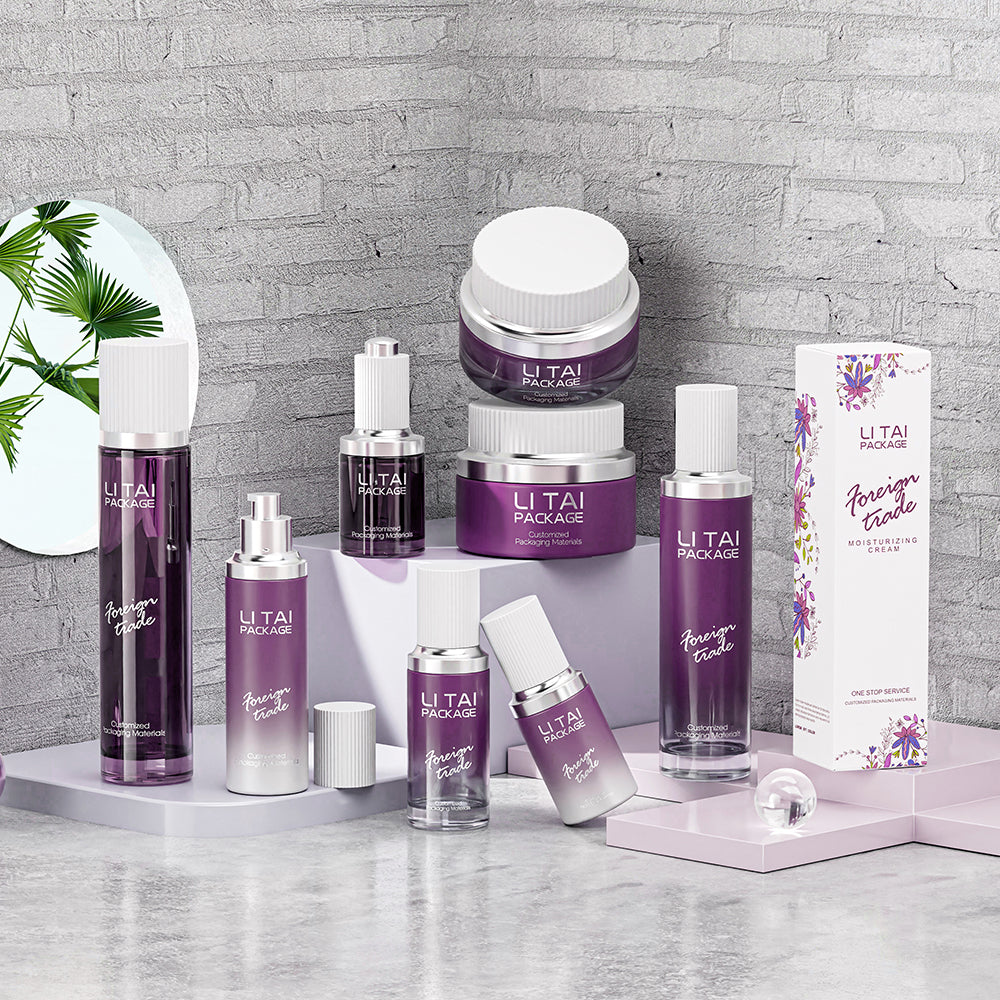 Skin Care Serum Packing Set 30ml 60ml 100ml Facial Custom Color Cosmetic Bottle and Jar With Box