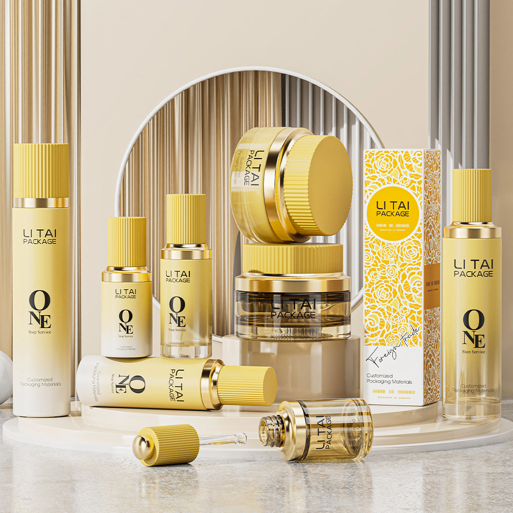 Skin Care Serum Packing Set 30ml 60ml 100ml Facial Custom Color Cosmetic Bottle and Jar With Box