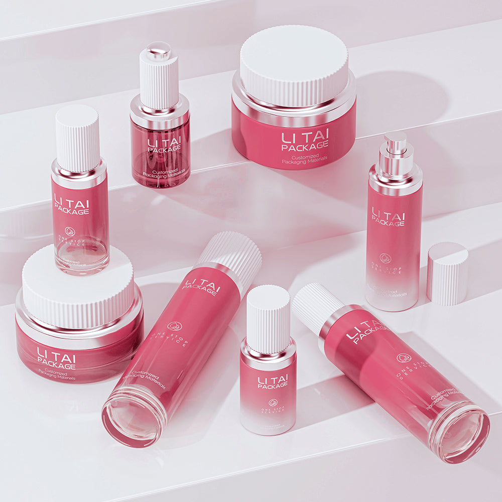 Luxury Golden Green Glass Skincare Packaging Glass Lotion Bottle With Droppe Pump