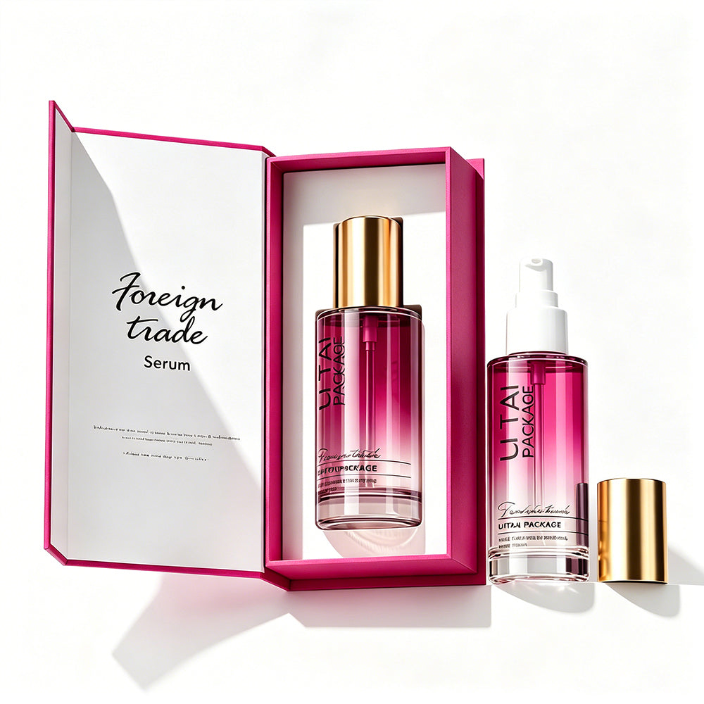 Luxury 30mL 50mL100mL Serum Cosmetic Skincare Packaging Frosted Pink Gradient With Box