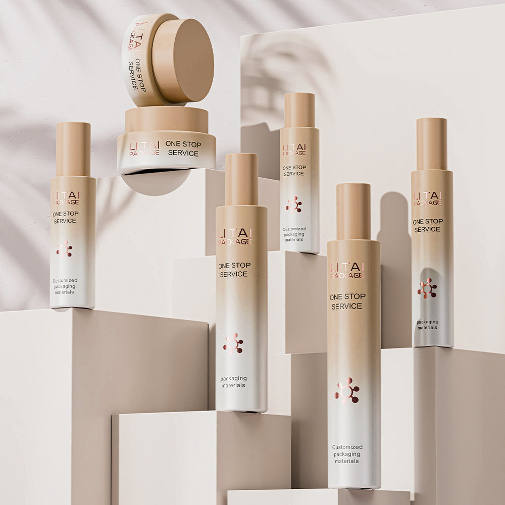 Luxury Round Tall Cylinder Cream Cosmetic Glass Bottle Pump Lotion Skincare Bottle