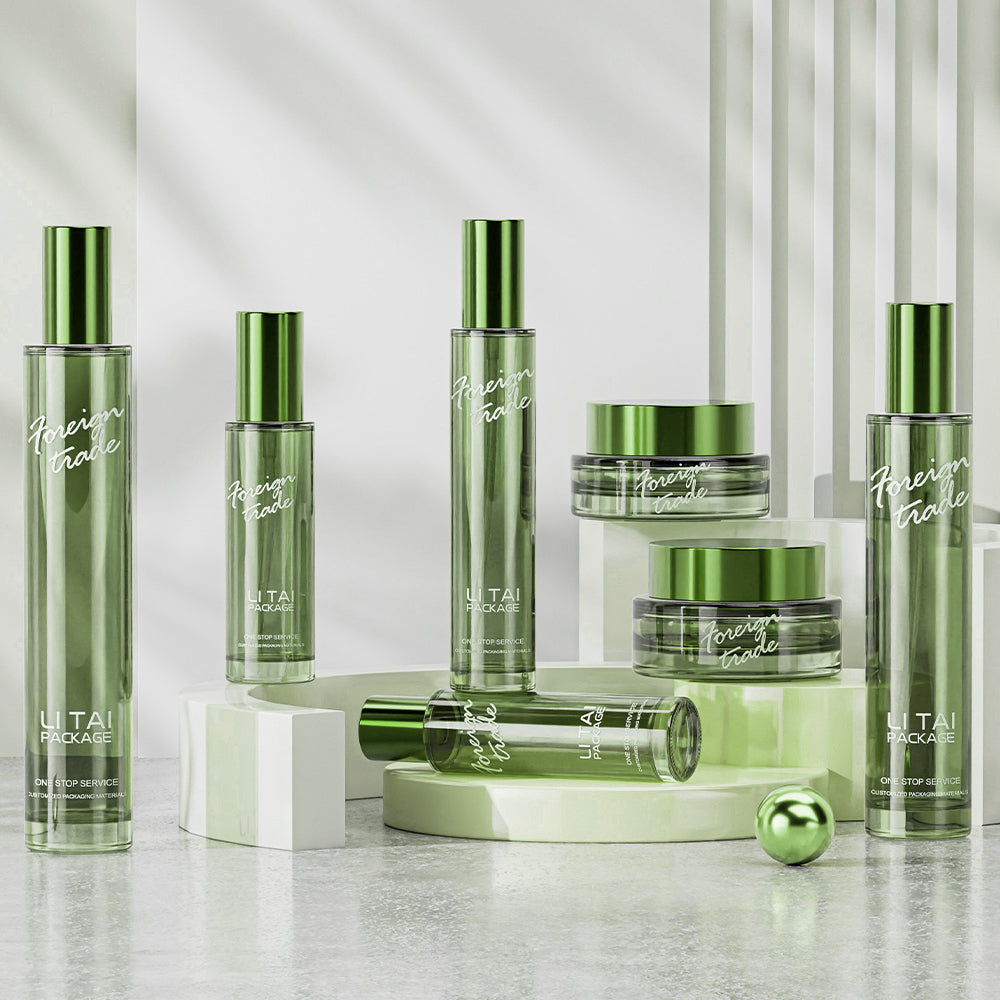 Luxury Round Tall Cylinder Cream Cosmetic Glass Bottle Pump Lotion Skincare Bottle