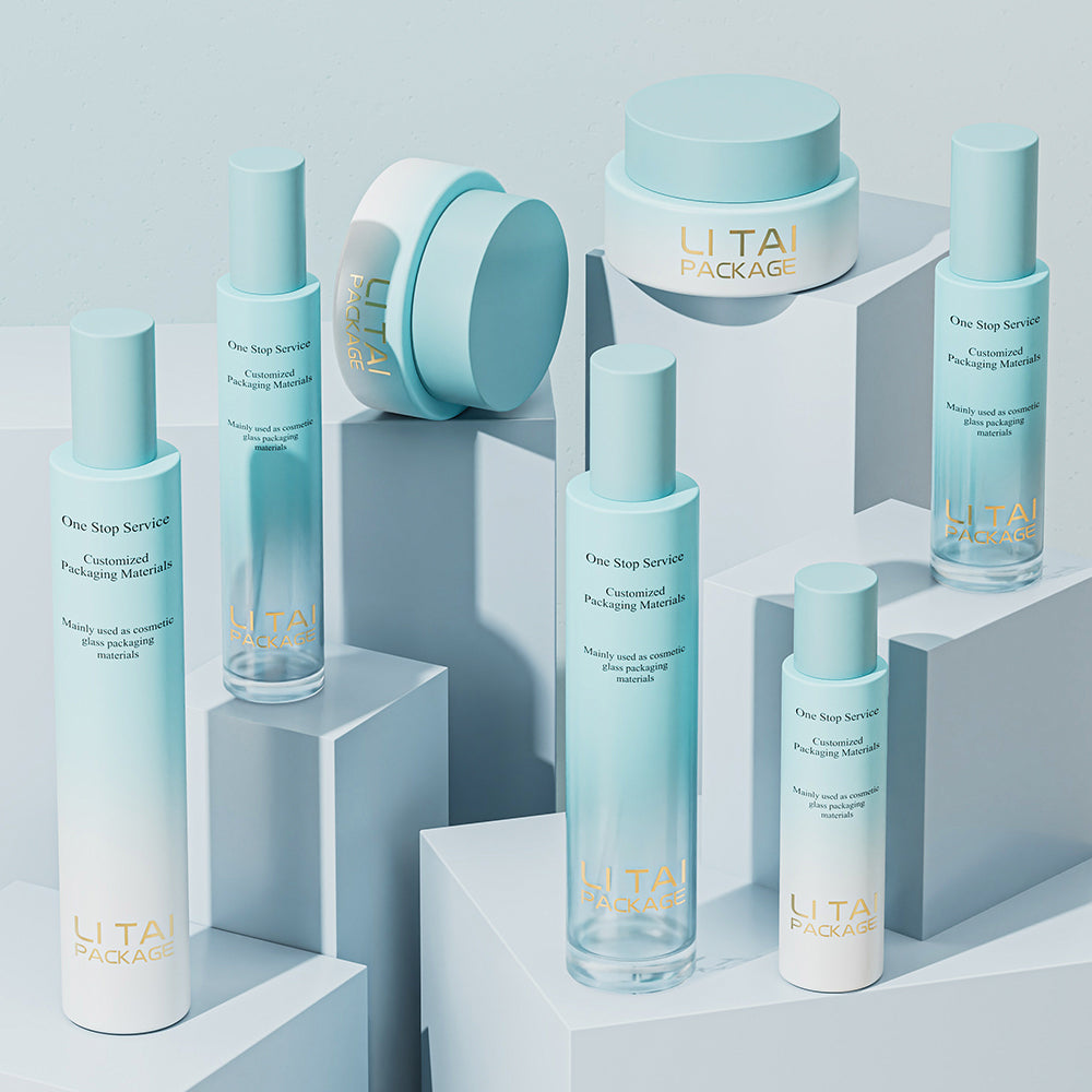 Luxury Round Tall Cylinder Cream Cosmetic Glass Bottle Pump Lotion Skincare Bottle