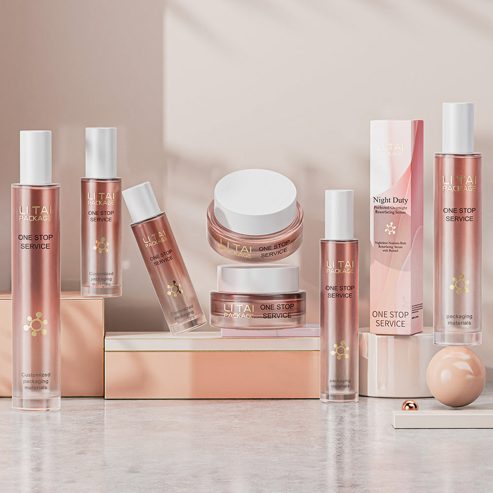 Luxury Round Tall Cylinder Cream Cosmetic Glass Bottle Pump Lotion Skincare Bottle