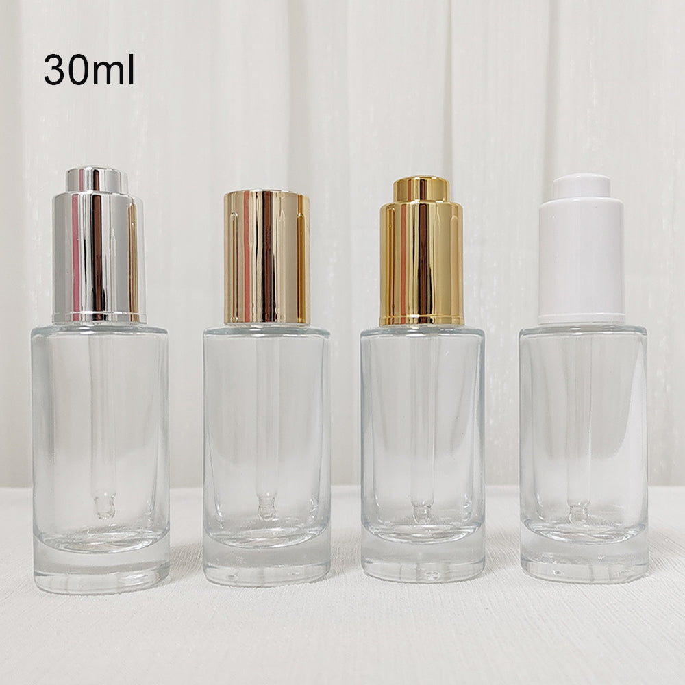 Square Pink Frosted Oil Glass Luxury Face Serum Dropper Pump Bottle 30ml with Box