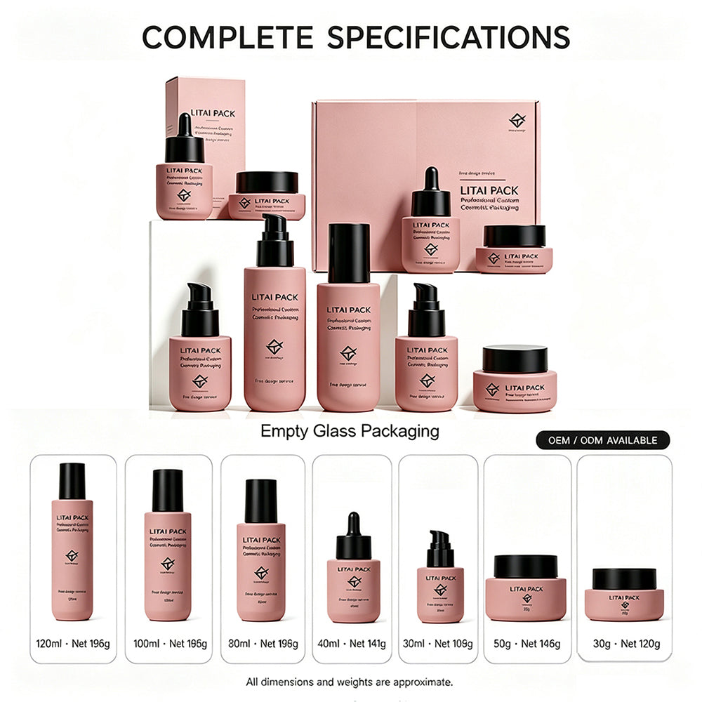 Matte Pink Glass Dropper Bottle Empty Custom 30ml Skin Care Serum Oil Packaging with Box