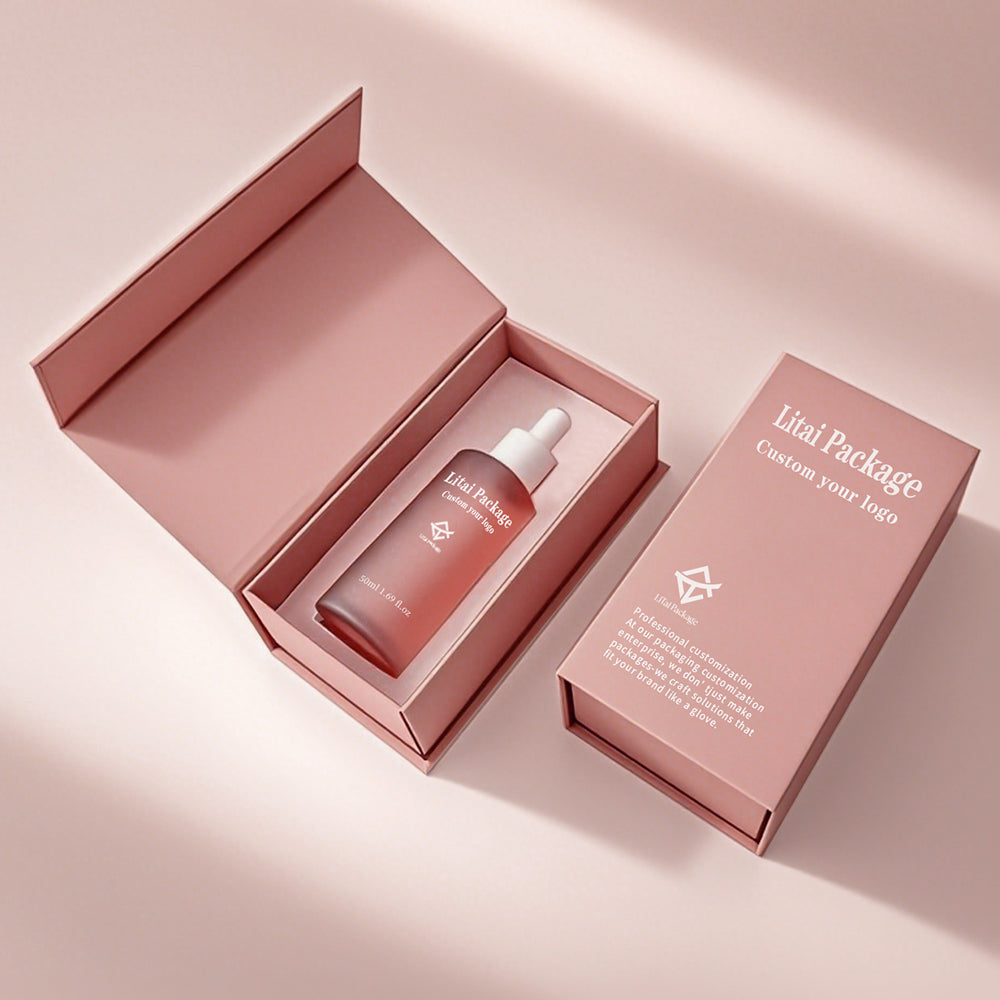 Custom Black Flat Shoulder 30ml 50ml 100ml Hair Oil Serum Skincare Frosted Glass Dropper Bottle with Packaging Gift Box