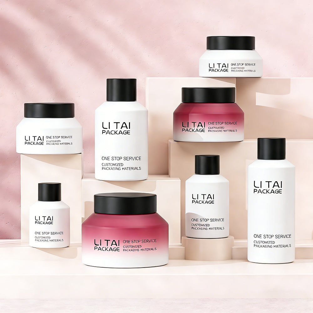 Custom Frosted Empty Lotion Pump Bottle 100ml 60ml Serum Dropper Bottle Luxury Matte Cream Glass Skincare Bottles and Jars Set