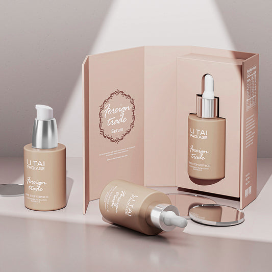 Custom Color Flat Shoulder Serum Essence Oil Dropper Bottle 20ml 30ml 50ml Glass Serum Bottle With Box