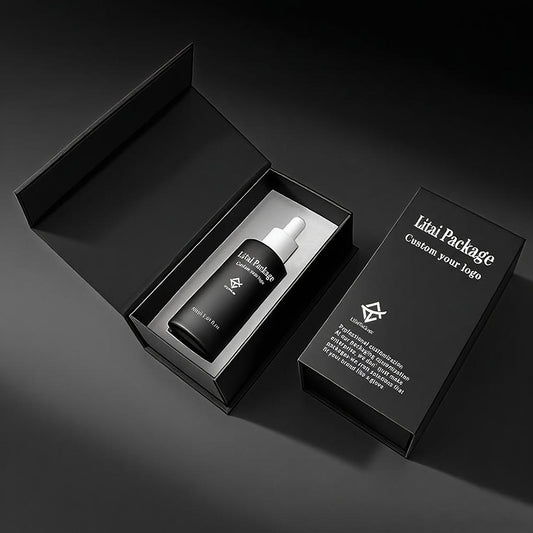 Custom Black Flat Shoulder 30ml 50ml 100ml Hair Oil Serum Skincare Frosted Glass Dropper Bottle with Packaging Gift Box