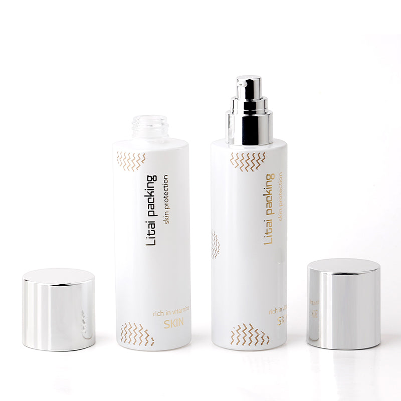 50ml 100ml 120ml White face cream jars glass lotion bottle with pump