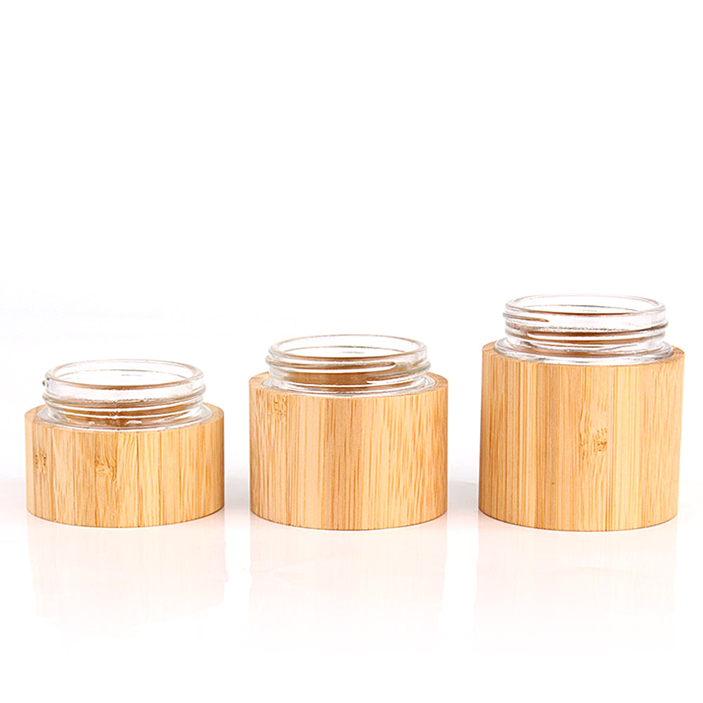Bamboo 30g 50g 100g Face Cream Jar with Glass Inner Jar and Bamboo Shell