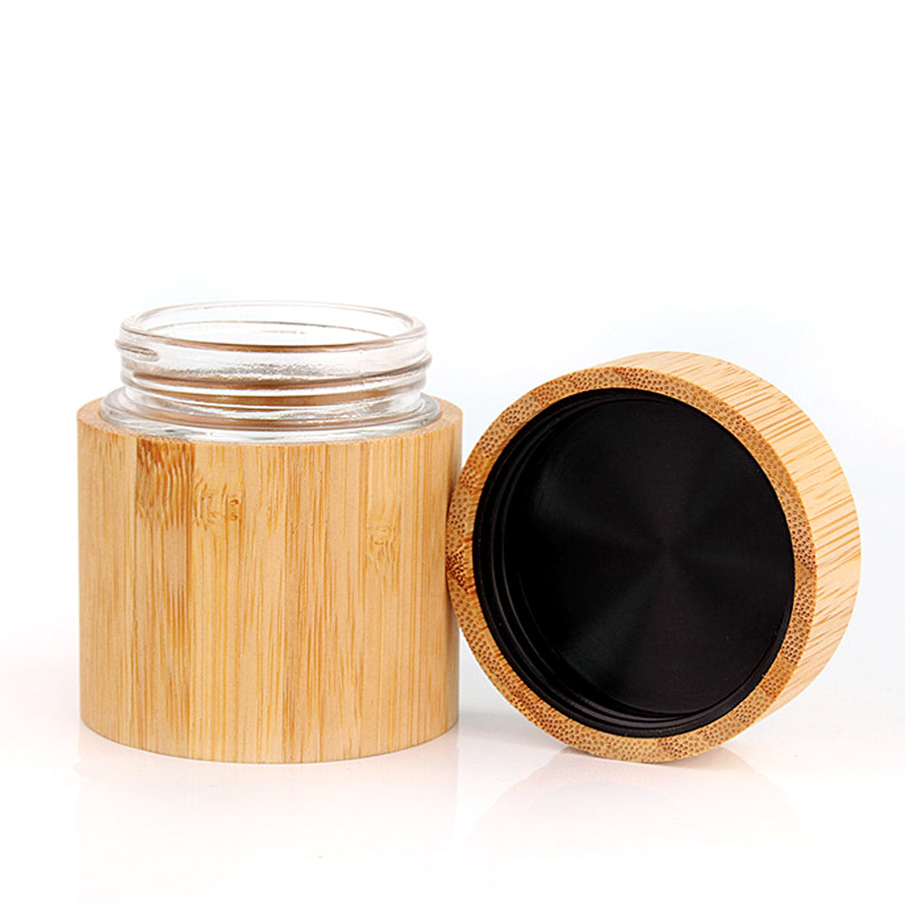 Bamboo 30g 50g 100g Face Cream Jar with Glass Inner Jar and Bamboo Shell