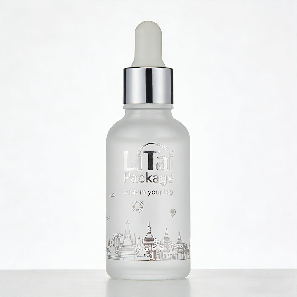 Empty Matte Glass Cosmetic Packaging Set Luxury Glass Cream Jar Custom Essential Oil Bottle