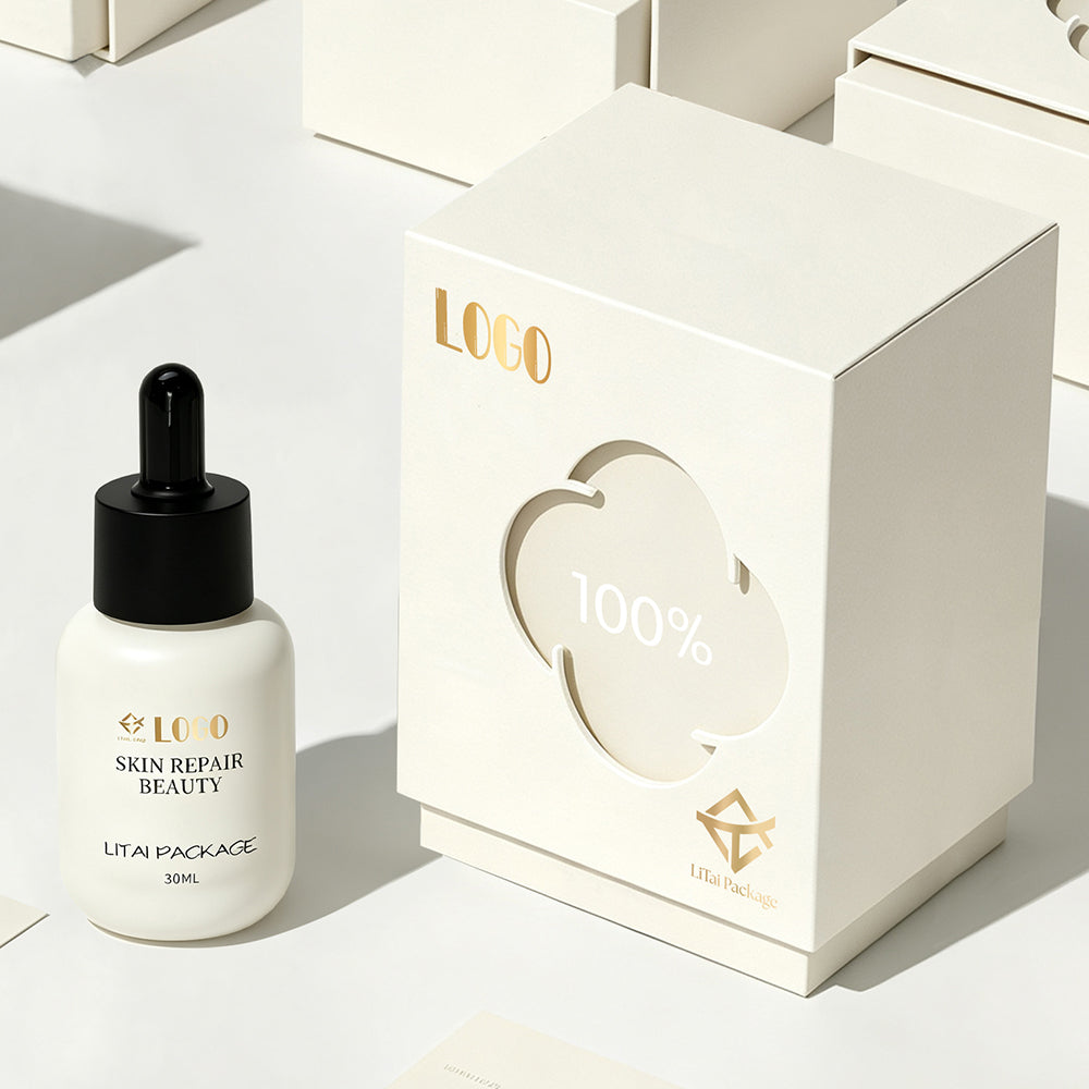 Luxury Matte White Glass Empty 30ml Essential Oil Serum Dropper Bottle with Box