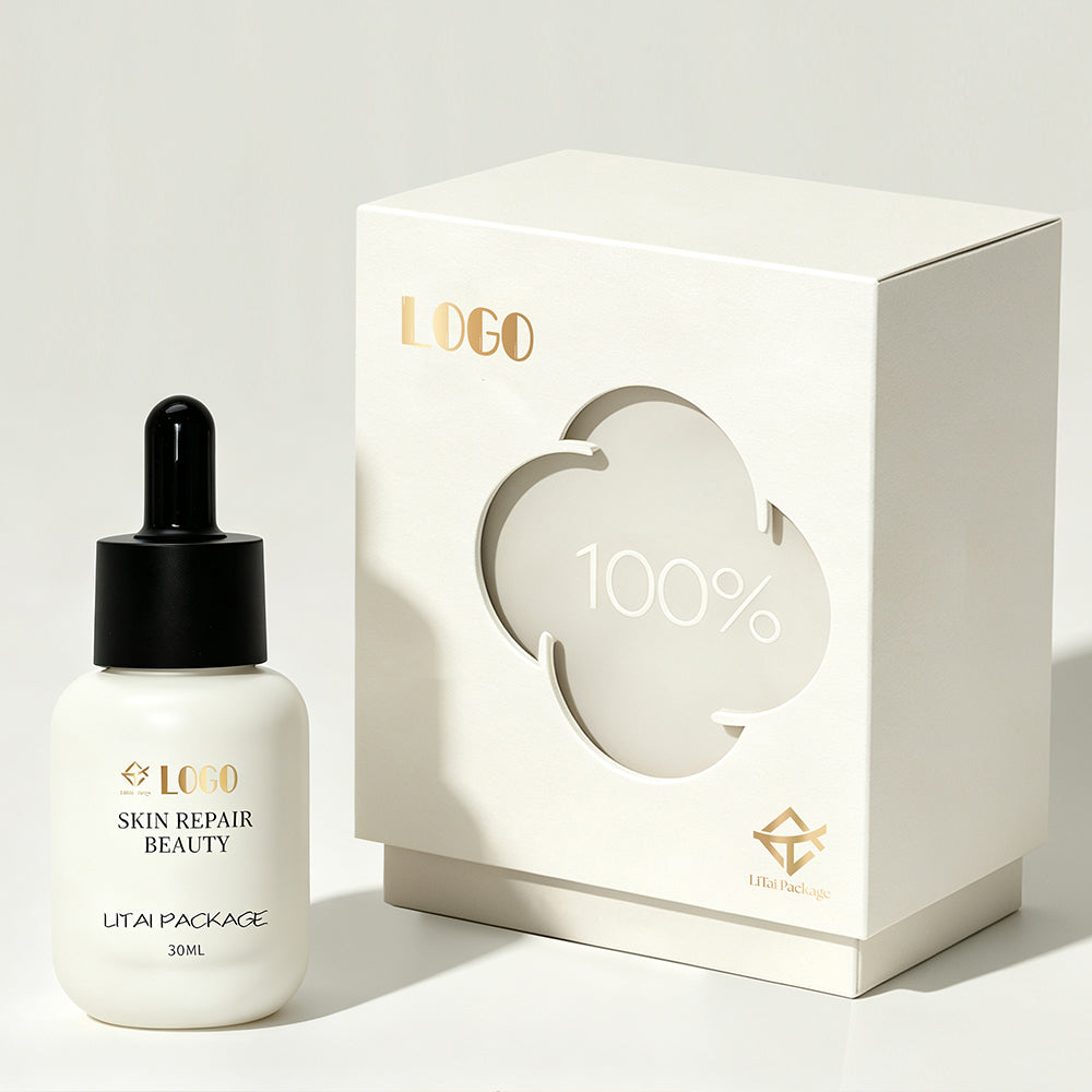 Luxury Matte White Glass Empty 30ml Essential Oil Serum Dropper Bottle with Box