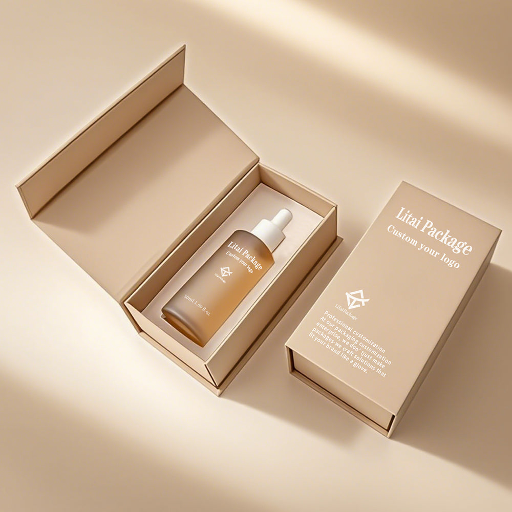 Custom Black Flat Shoulder 30ml 50ml 100ml Hair Oil Serum Skincare Frosted Glass Dropper Bottle with Packaging Gift Box