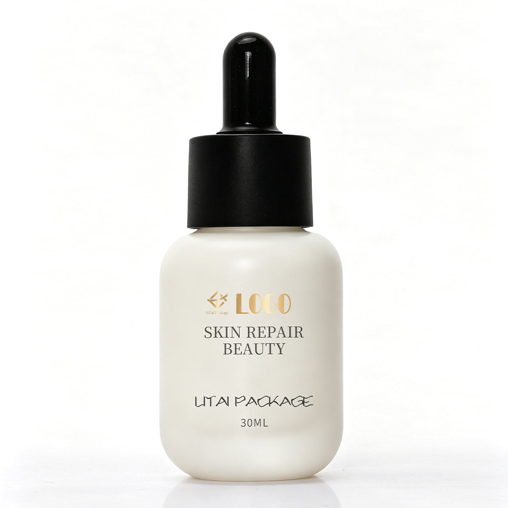 Luxury Matte White Glass Empty 30ml Essential Oil Serum Dropper Bottle with Box