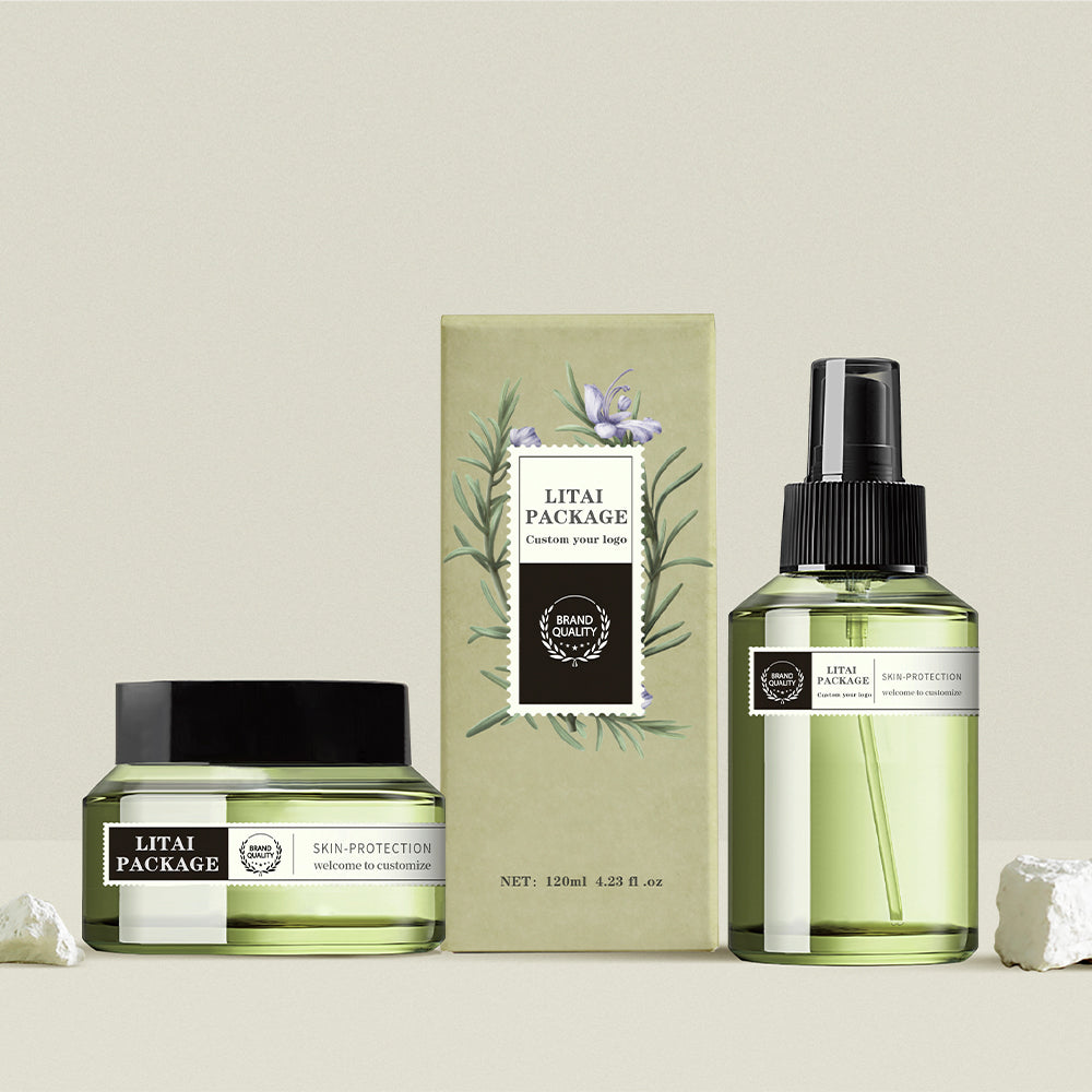 Unique 30 ml 60ml Hair Body Facial Oil Serum Bottle Custom Slanted Shoulder Black Glass Lotion Pump Bottle with Box