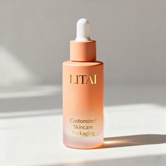 Customized Cosmetic Flat Shoulder Matte purple Glass Bottle With Dropper for Essential Oil Serum