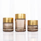 Cylindrical Skincare Glass Bottle Set 30ml 1oz 100ml Cosmetic Jar Shampoo Lotion Toner Spray Pump Bottle With Golden Cover
